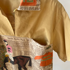 1940s/50s All Over Print Horse Jockey Loop Collar Shirt TINA COLLECTION