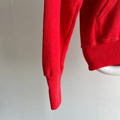 1980s Epic Faded/Vibrant Red Hoodie with Contrast Stitching