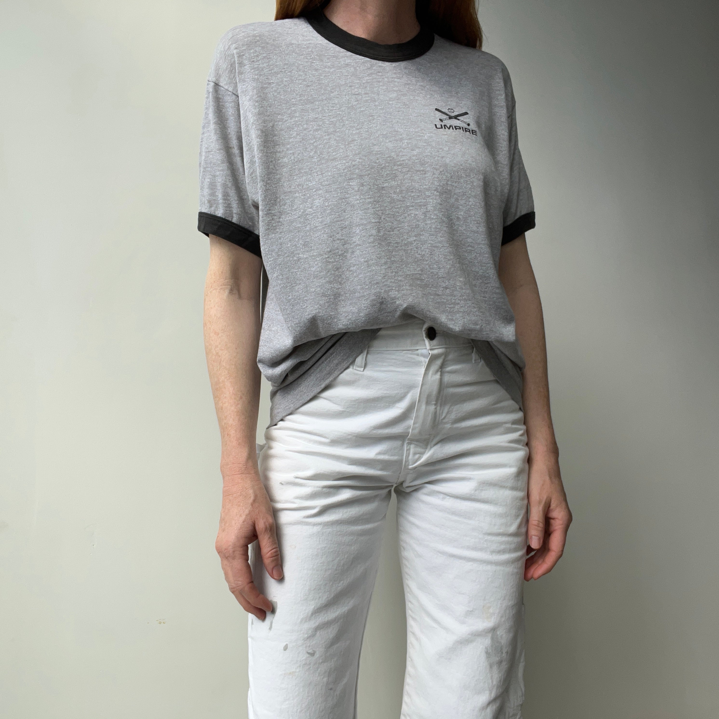 1970/80s Umpire Thinned Out Soft and Slouchy Ring T-Shirt