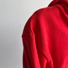 1980s Epic Faded/Vibrant Red Hoodie with Contrast Stitching