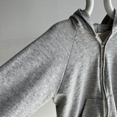 1980s Blank Gray Zip Up Hoodie