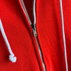 1970/80s Thin, Beat Up, Thrashed and Stained Acrylic Orange Zip Up Hoodie