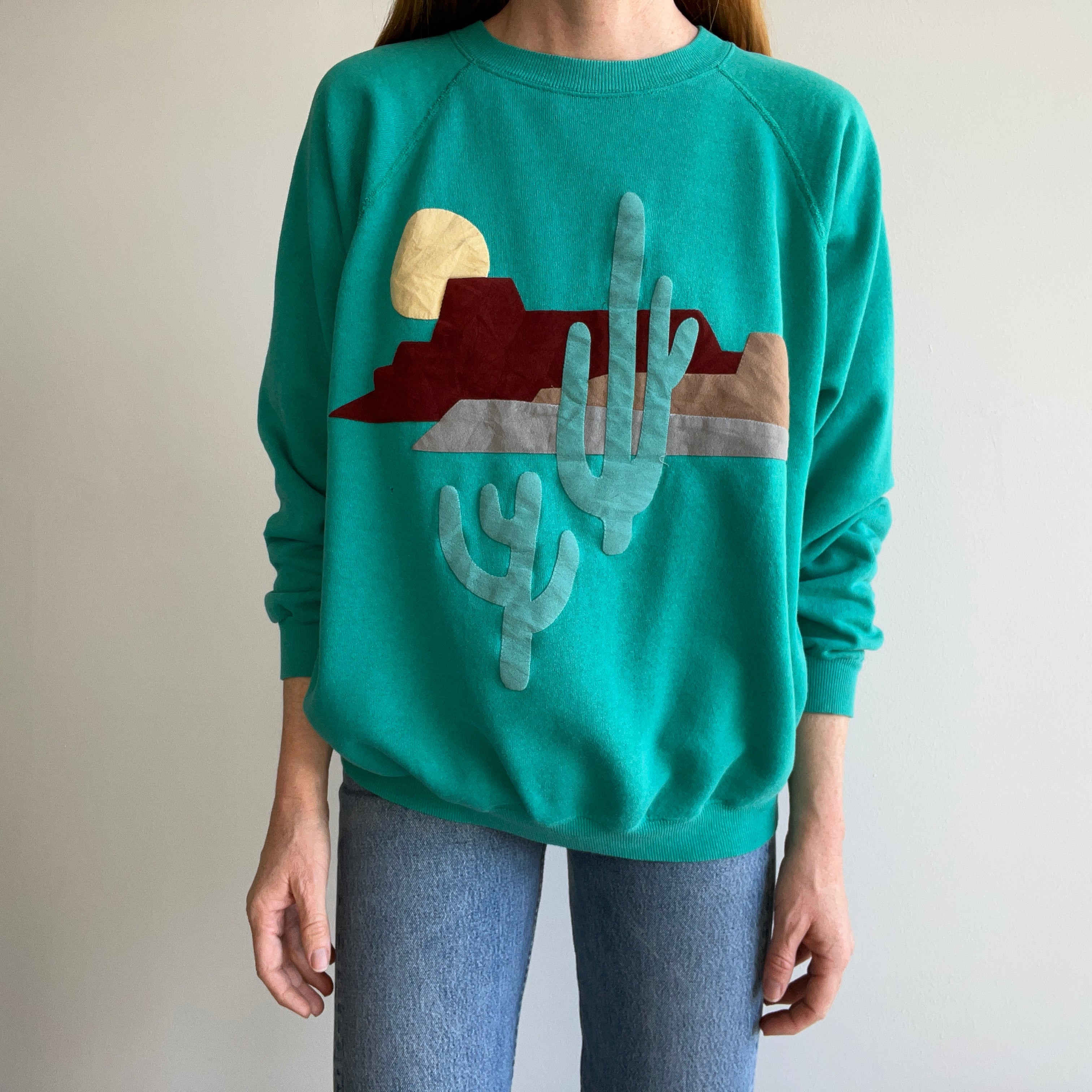 1980s Microsuede Style Desert Motif Sweatshirt (Is it DIY?)