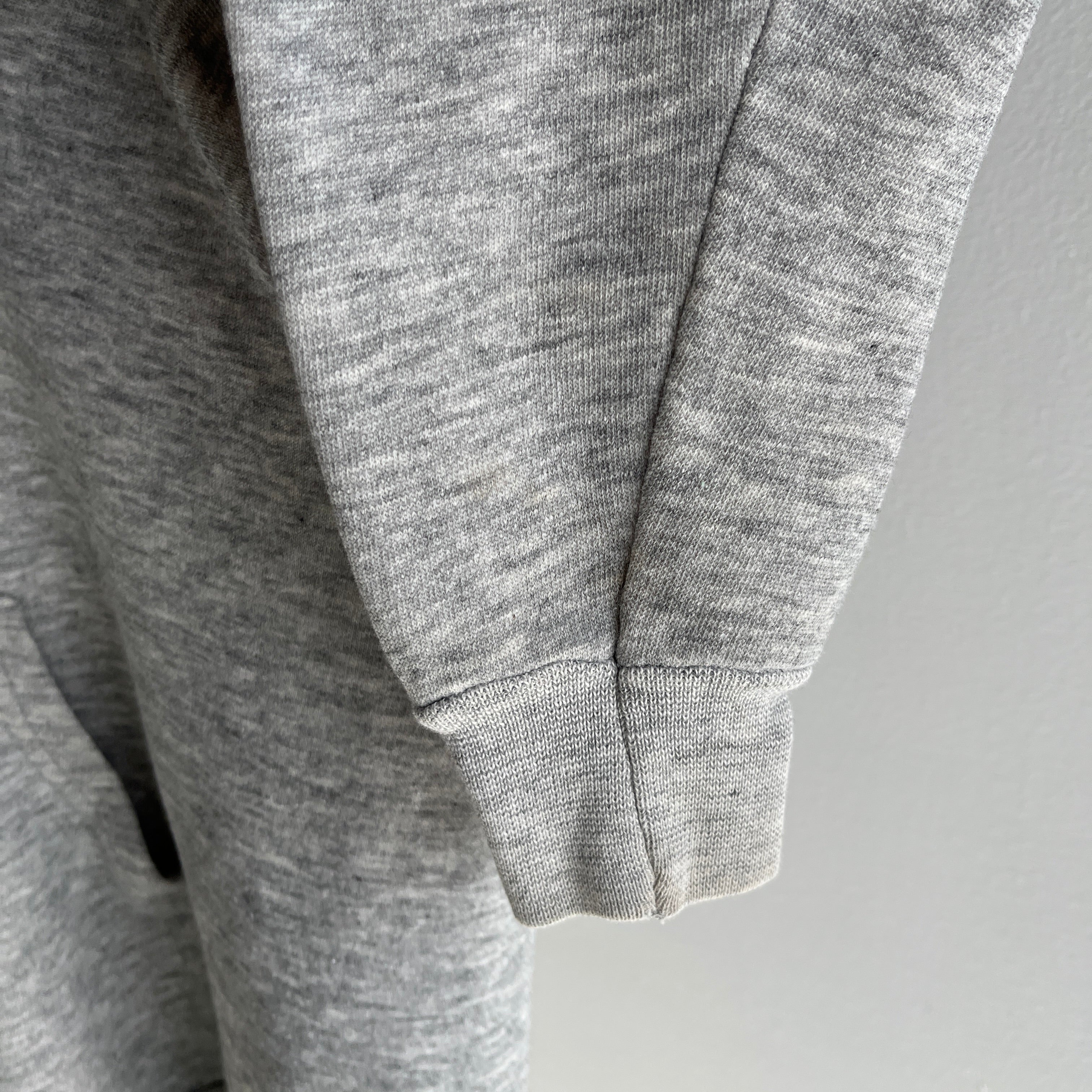 1980s Blank Gray Zip Up Hoodie