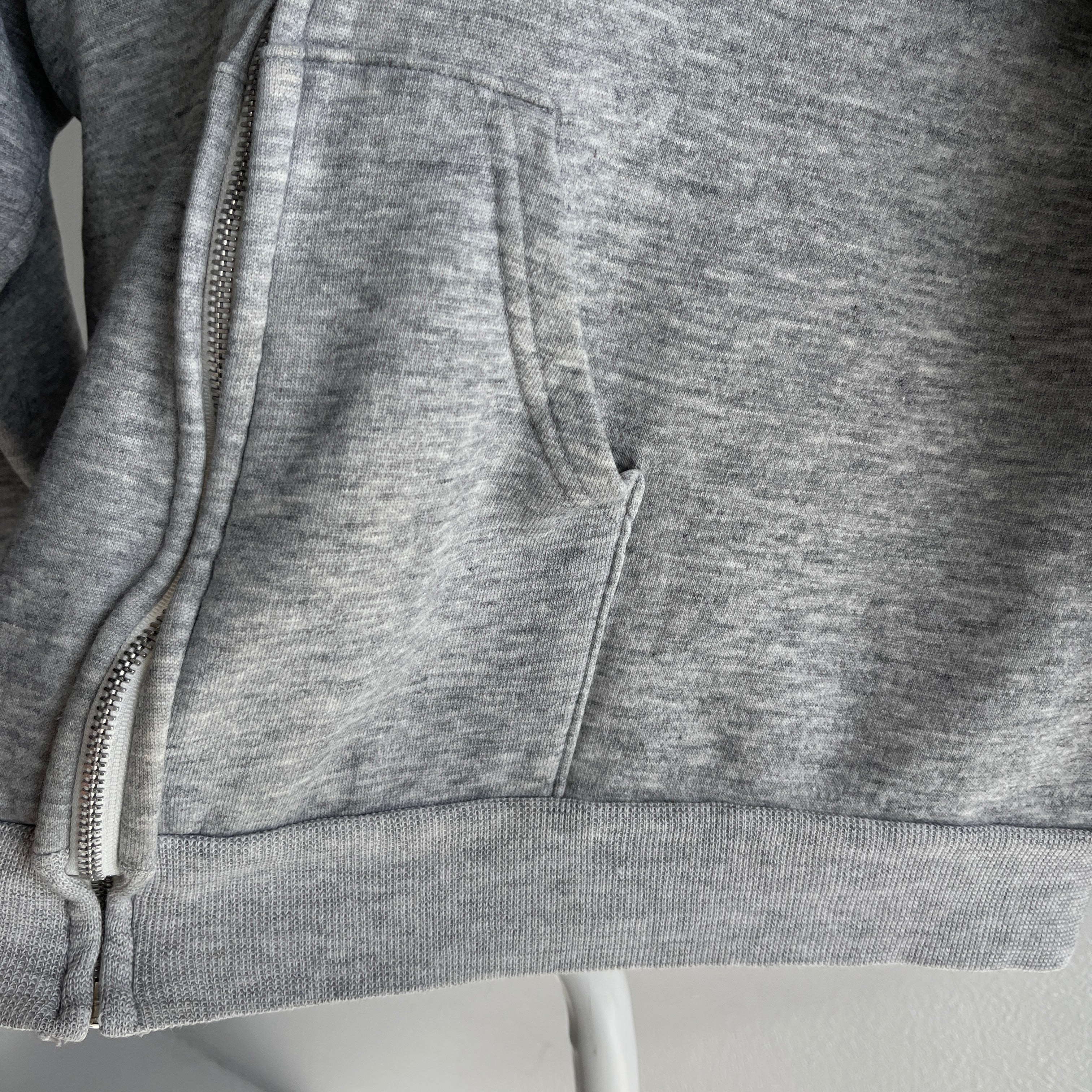 1980s Blank Gray Zip Up Hoodie