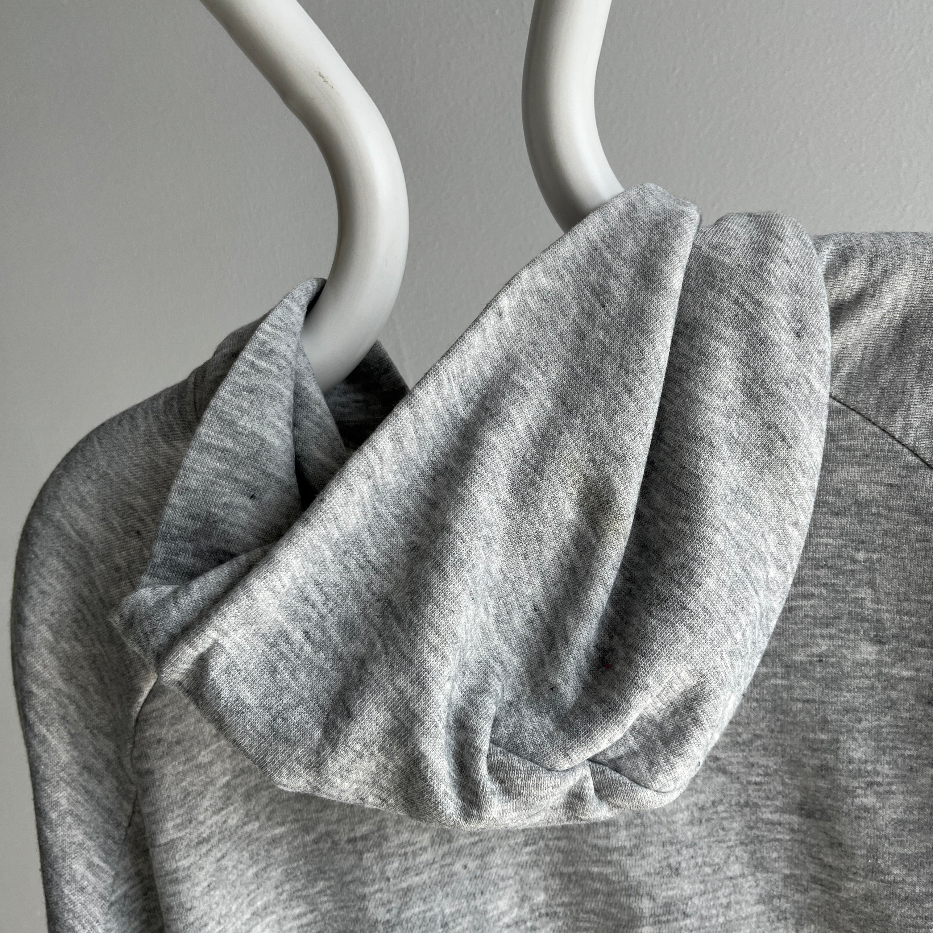 1980s Blank Gray Zip Up Hoodie