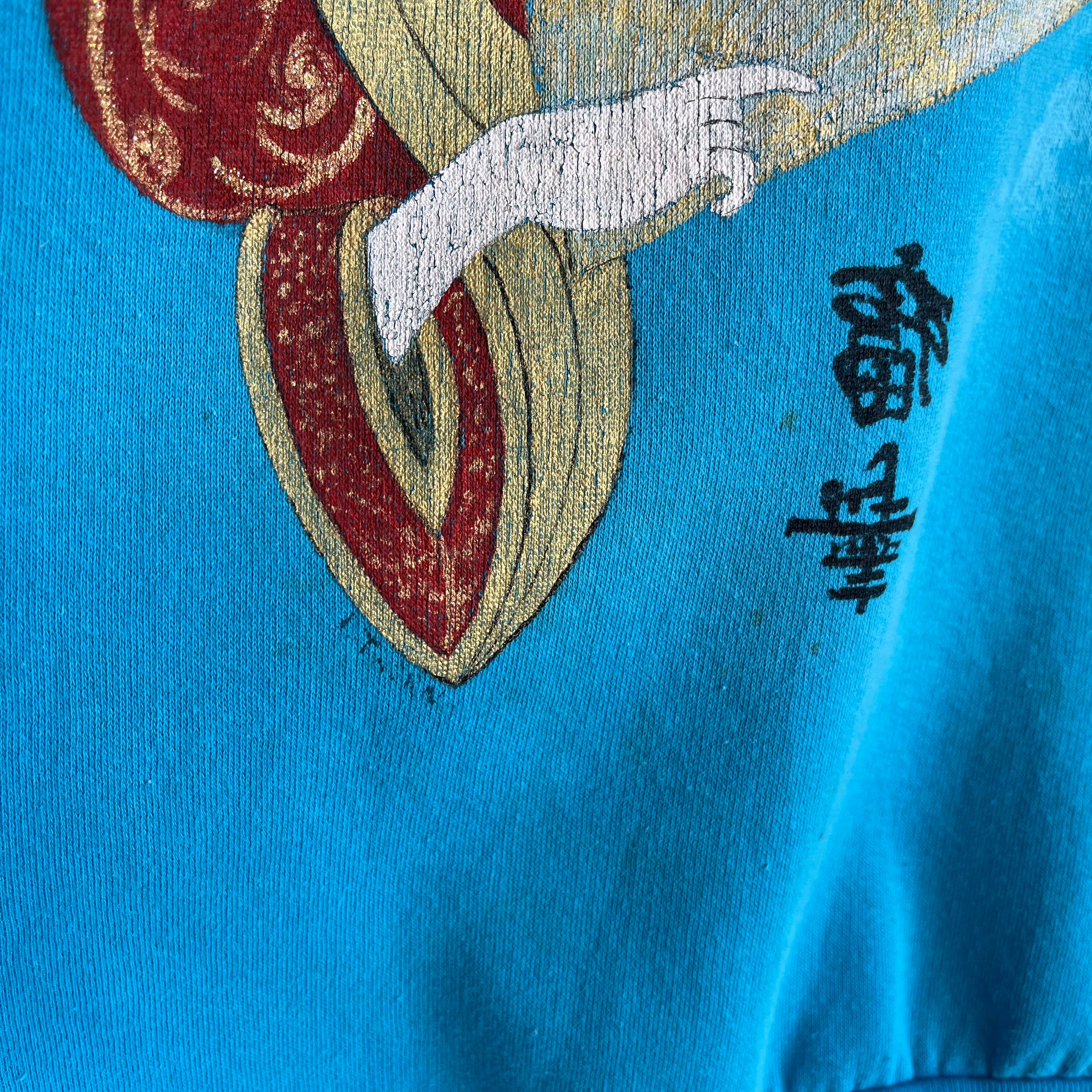 1980s DIY Geisha Painted Sweatshirt