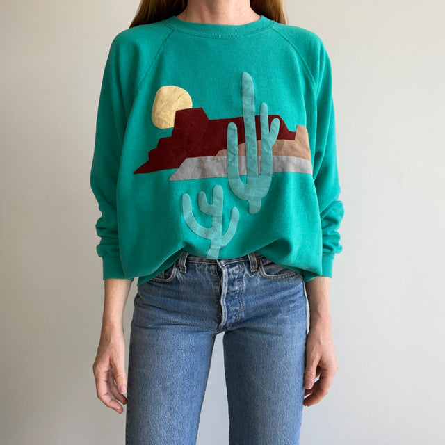 1980s Microsuede Style Desert Motif Sweatshirt (Is it DIY?)