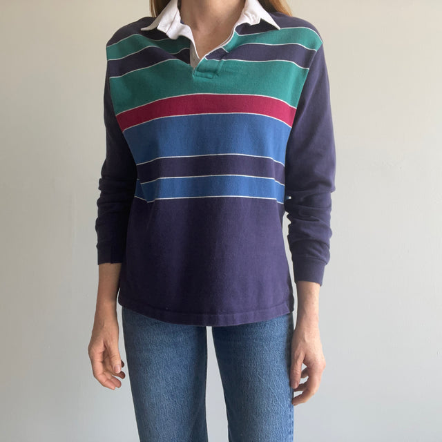 1980s Striped Rugby Perfectly Weighted Shirt - So Good