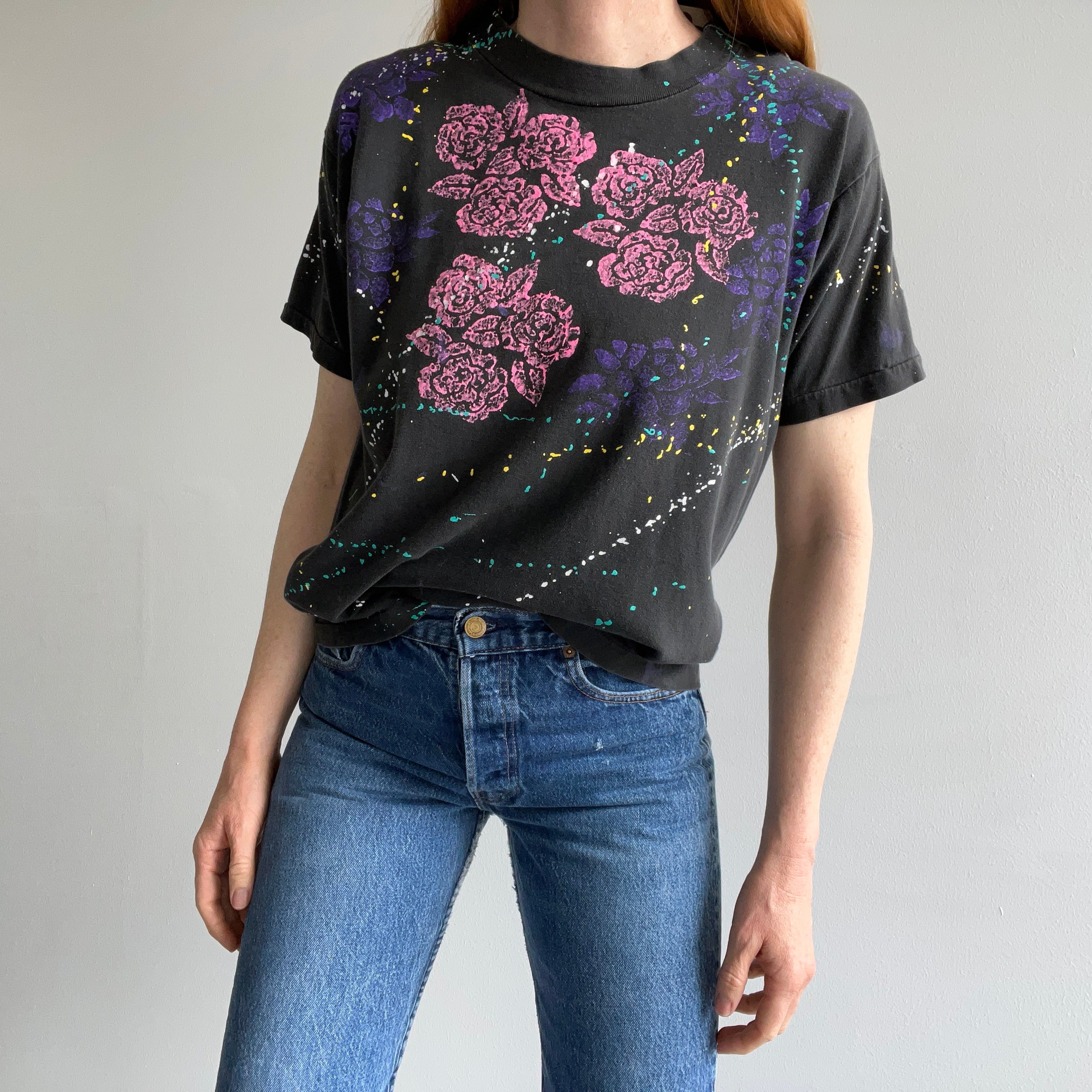 1980s Sponge Print Floral and Fun T-Shirt