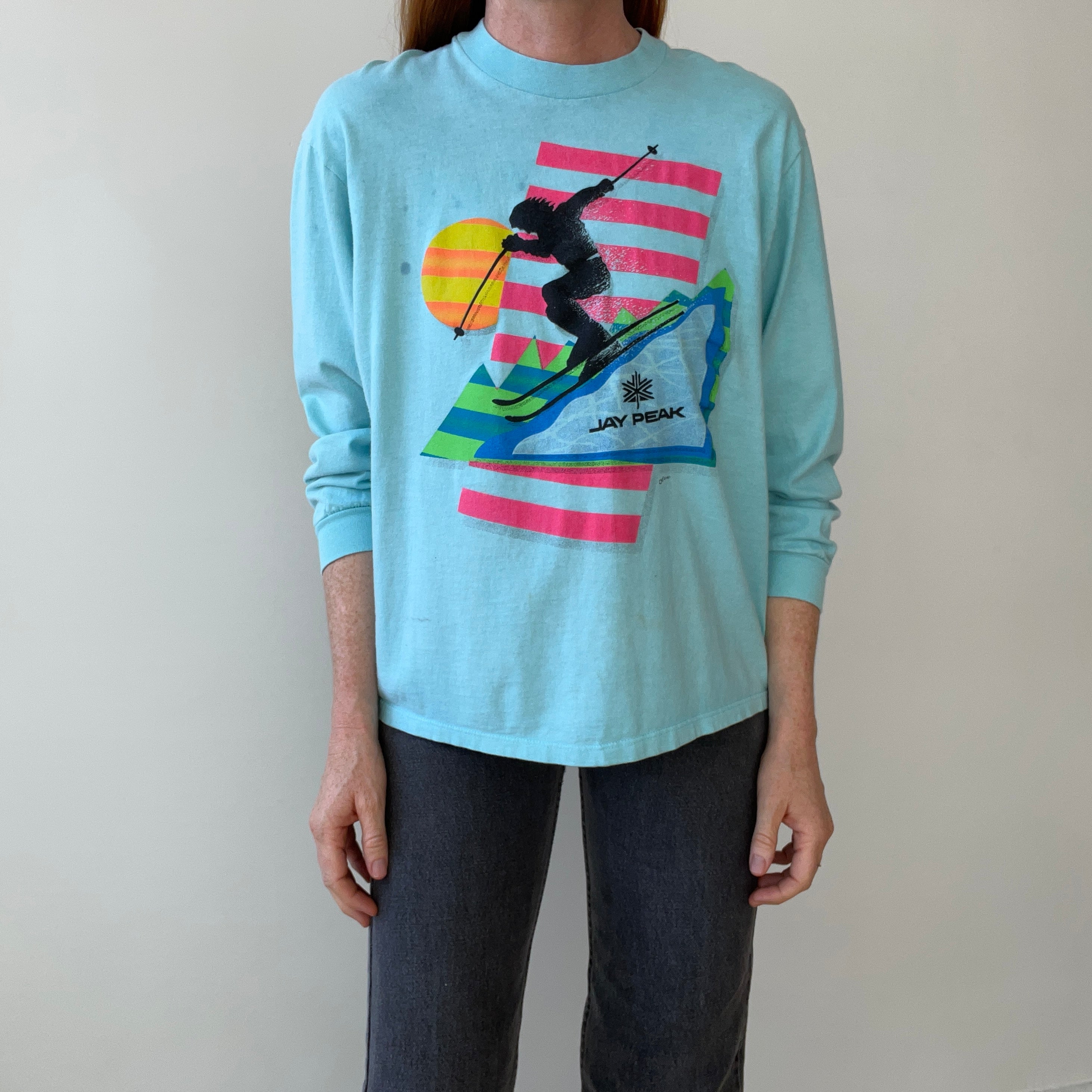 1987 Jay Peak Vermont Skier Long Sleeve Shirt - a good one!