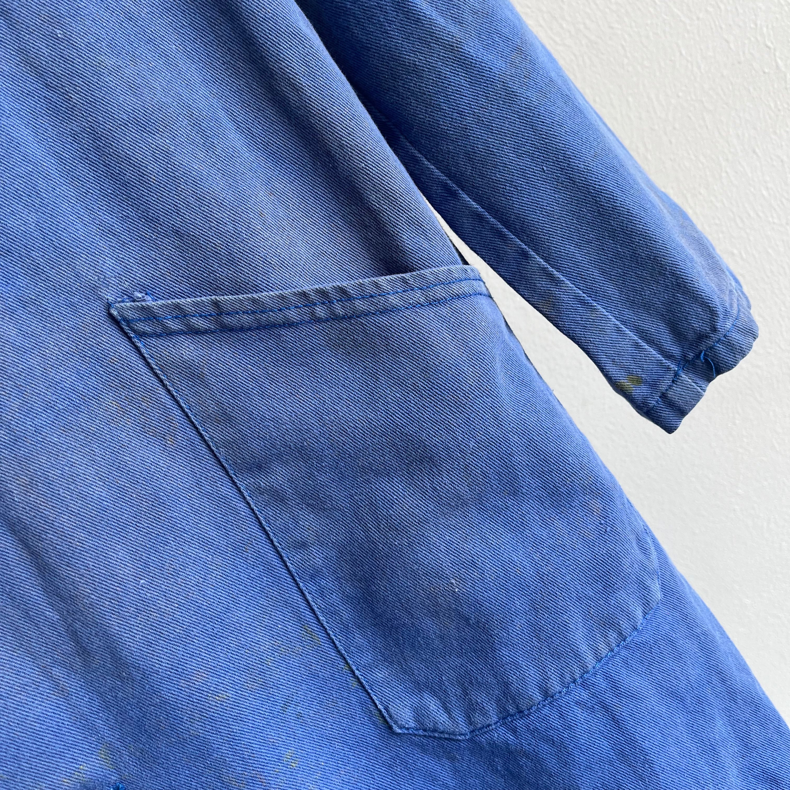 1970s Perfectly Worn XS French Workwear Chore Duster