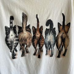 1990s Cat Tee Front and THE.BACK.SIDE Soft and Nicely Stained Boxy T-Shirt - A GEM