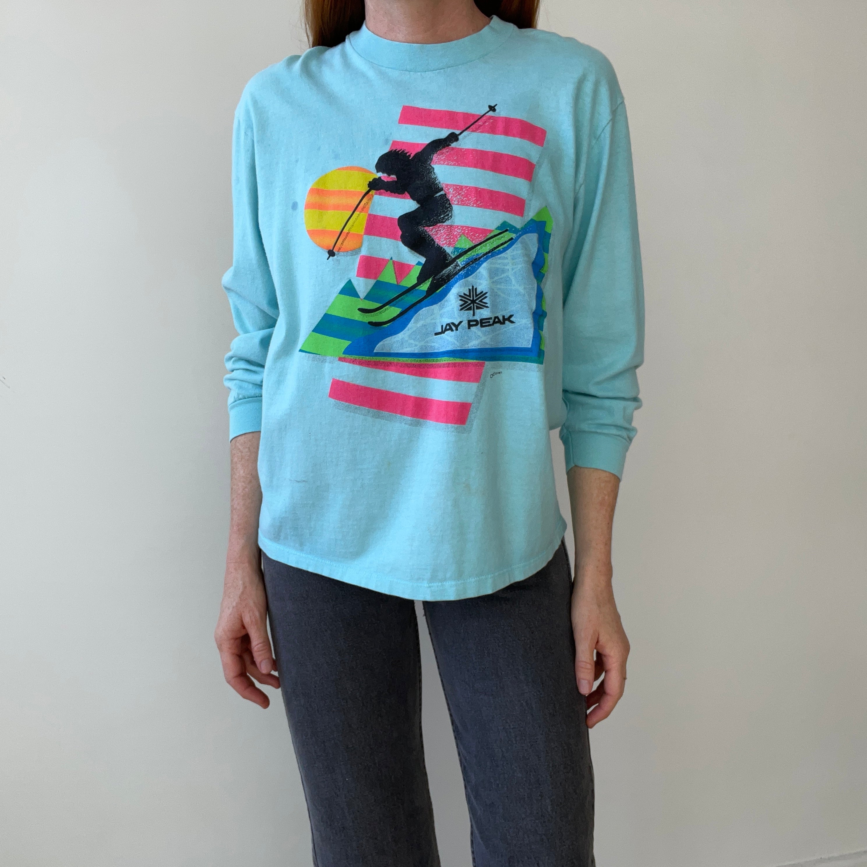 1987 Jay Peak Vermont Skier Long Sleeve Shirt - a good one!