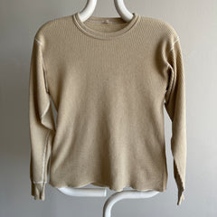 1980s Tan/Khaki/Boba Tea Colored Thermal Knit