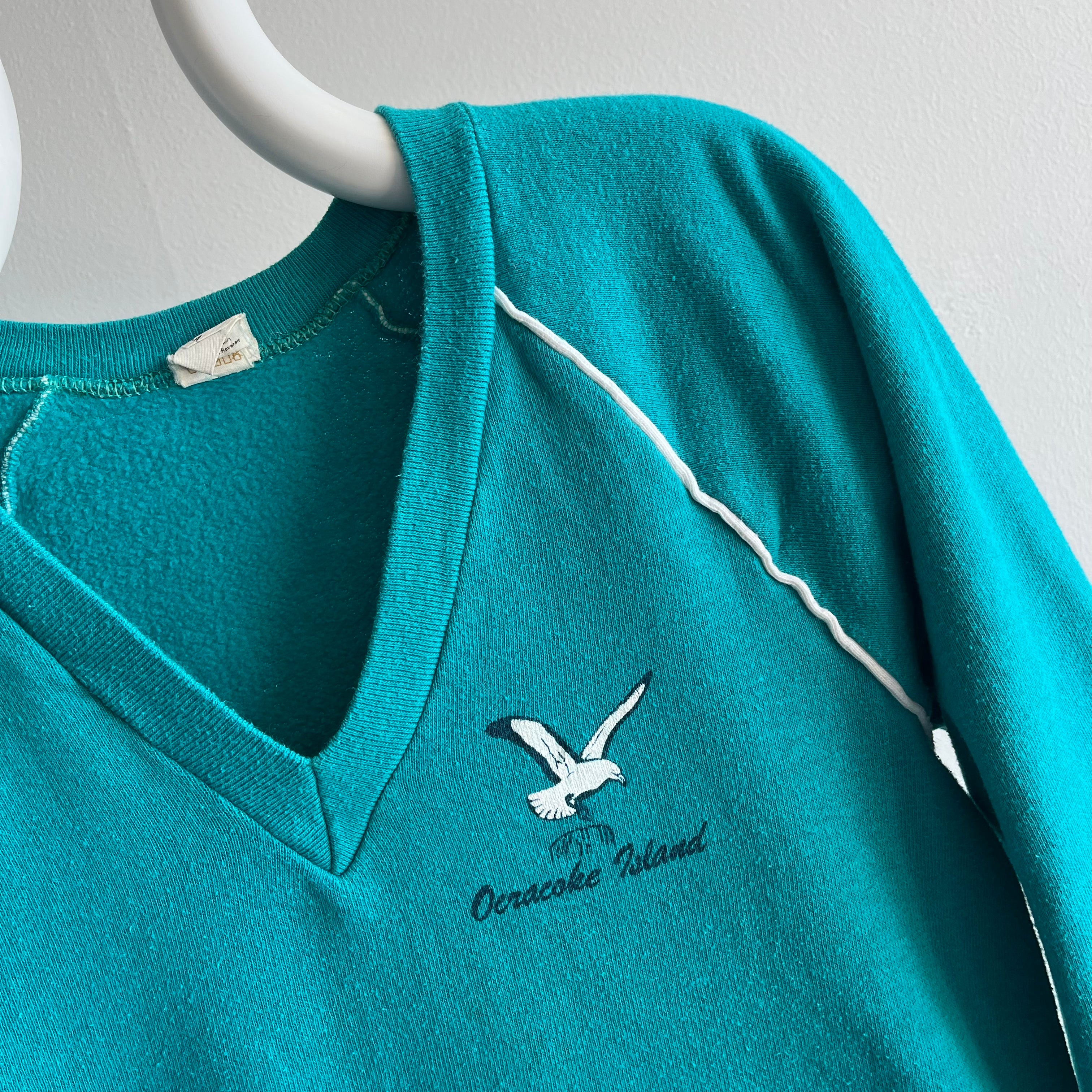 1970s Oeracoke Island V-Neck Sweatshirt by Collegiate Pacific