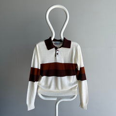 1970s Henley Knit Striped Sweater