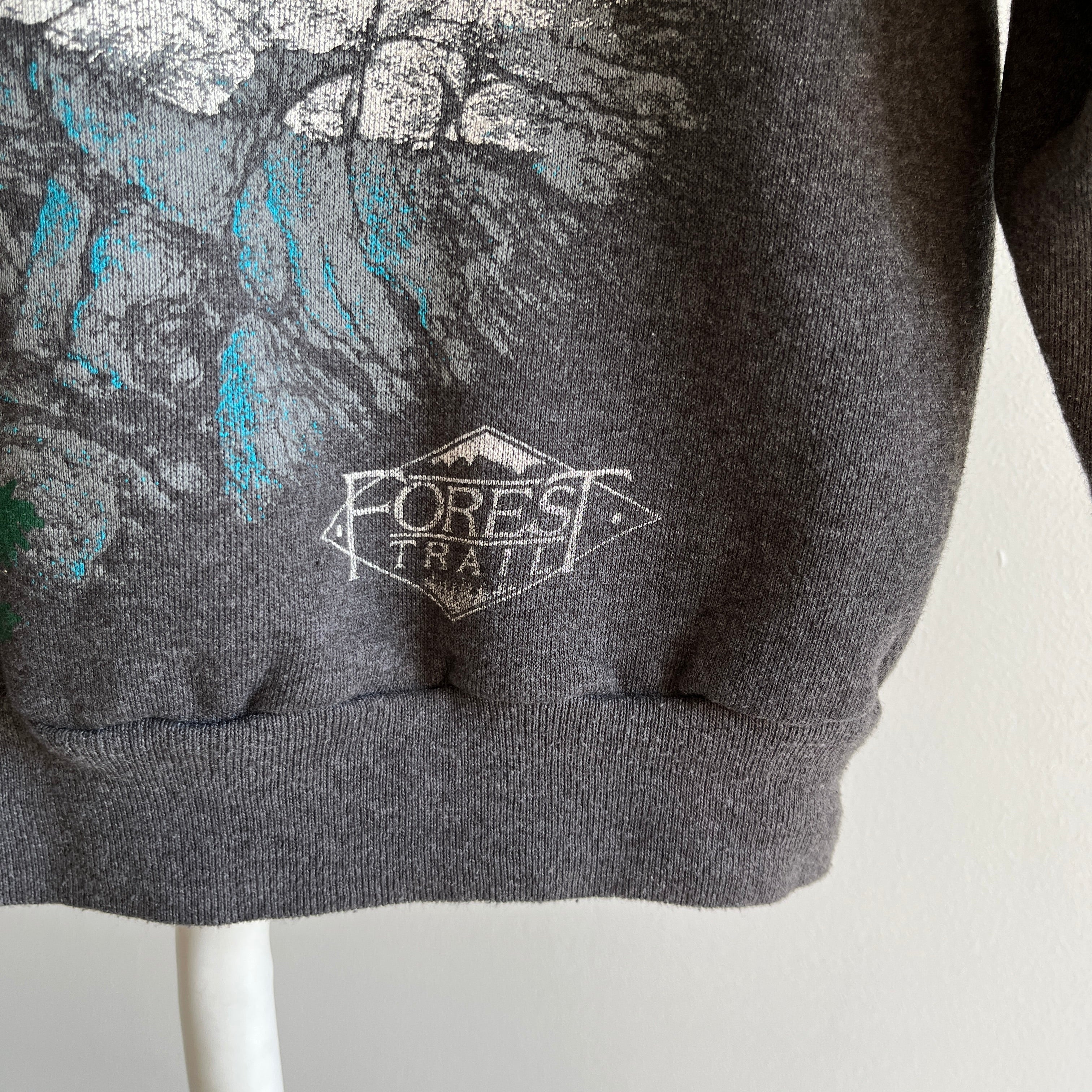 1980s Never (?) Worn Forest Trails Mountain Lion Mock Neck Fleecy Cozy Slouchy WOnderful Sweatshirt - Worth the Mouthful of a Title