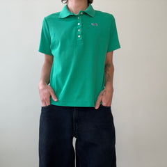 1970s/80s Blank Green Polo Style T Shirt - (Button Replaced)