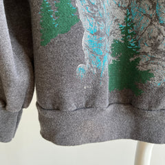 1980s Never (?) Worn Forest Trails Mountain Lion Mock Neck Fleecy Cozy Slouchy WOnderful Sweatshirt - Worth the Mouthful of a Title