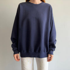 1990s Land's End USA Made Blank Navy Dad Sweatshirt