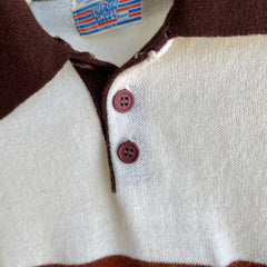 1970s Henley Knit Striped Sweater