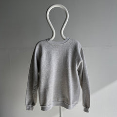1980s Light Gray Nicely Stained Hanes Raglan Sweatshirt