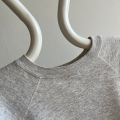 1980s Smaller Medium Weight Blank Gray Raglan with Fitted Lower Arms