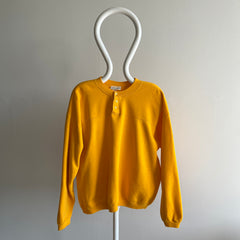 1980s St. John's Bay Henley Sunshine Yellow Sweatshirt