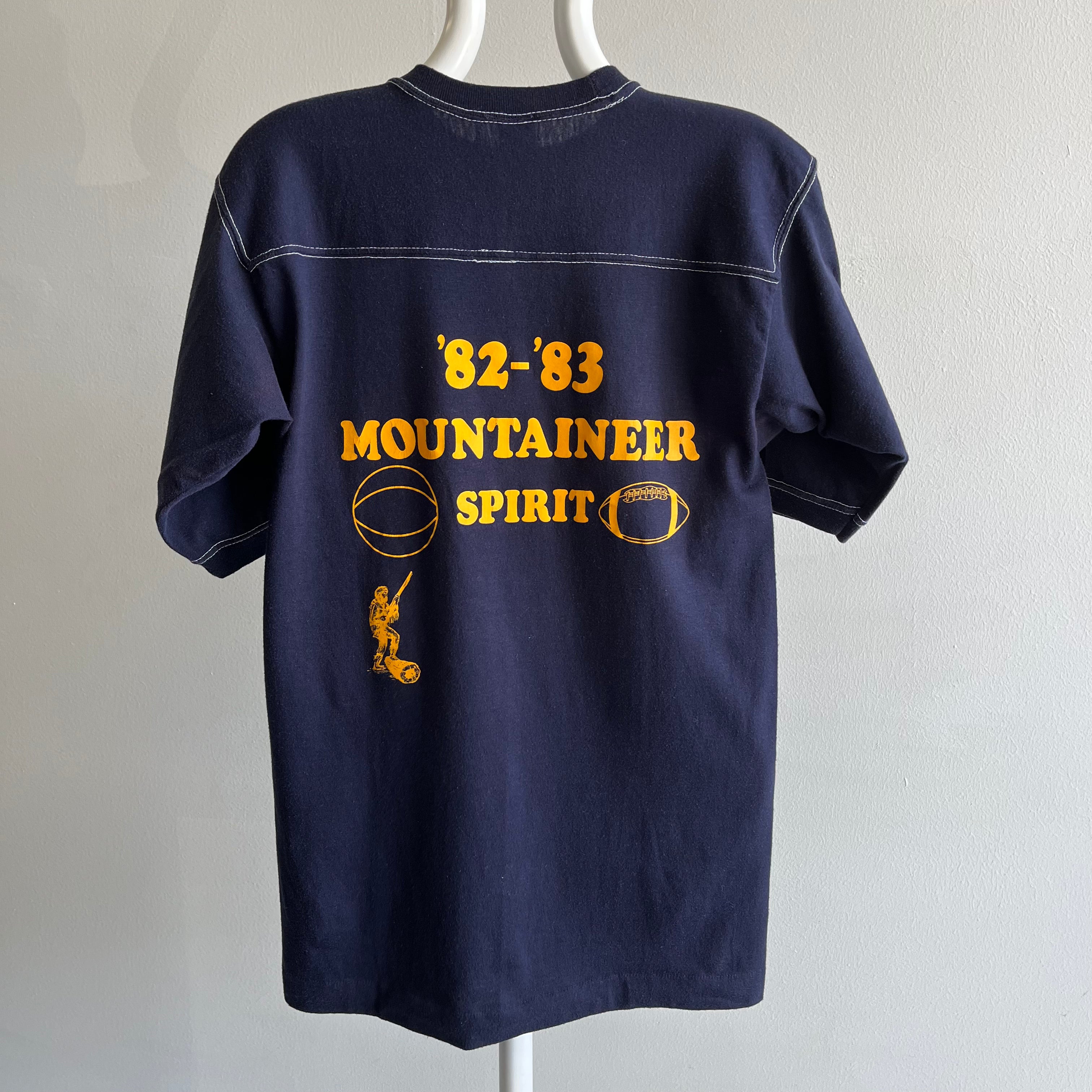 1982 - 83 West Virginia Mountaineer Spirit Barely Worn Football Tee - WOW