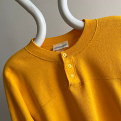 1980s St. John's Bay Henley Sunshine Yellow Sweatshirt