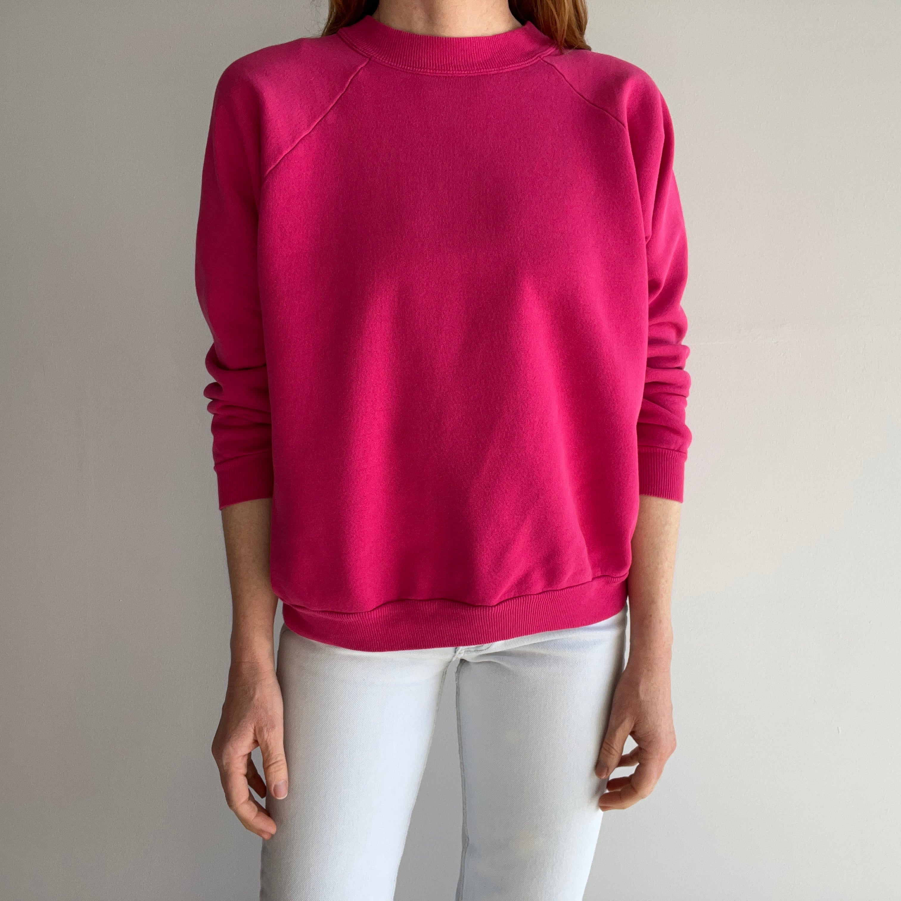 1980s Dragon Fruit Pink Raglan Sweatshirt