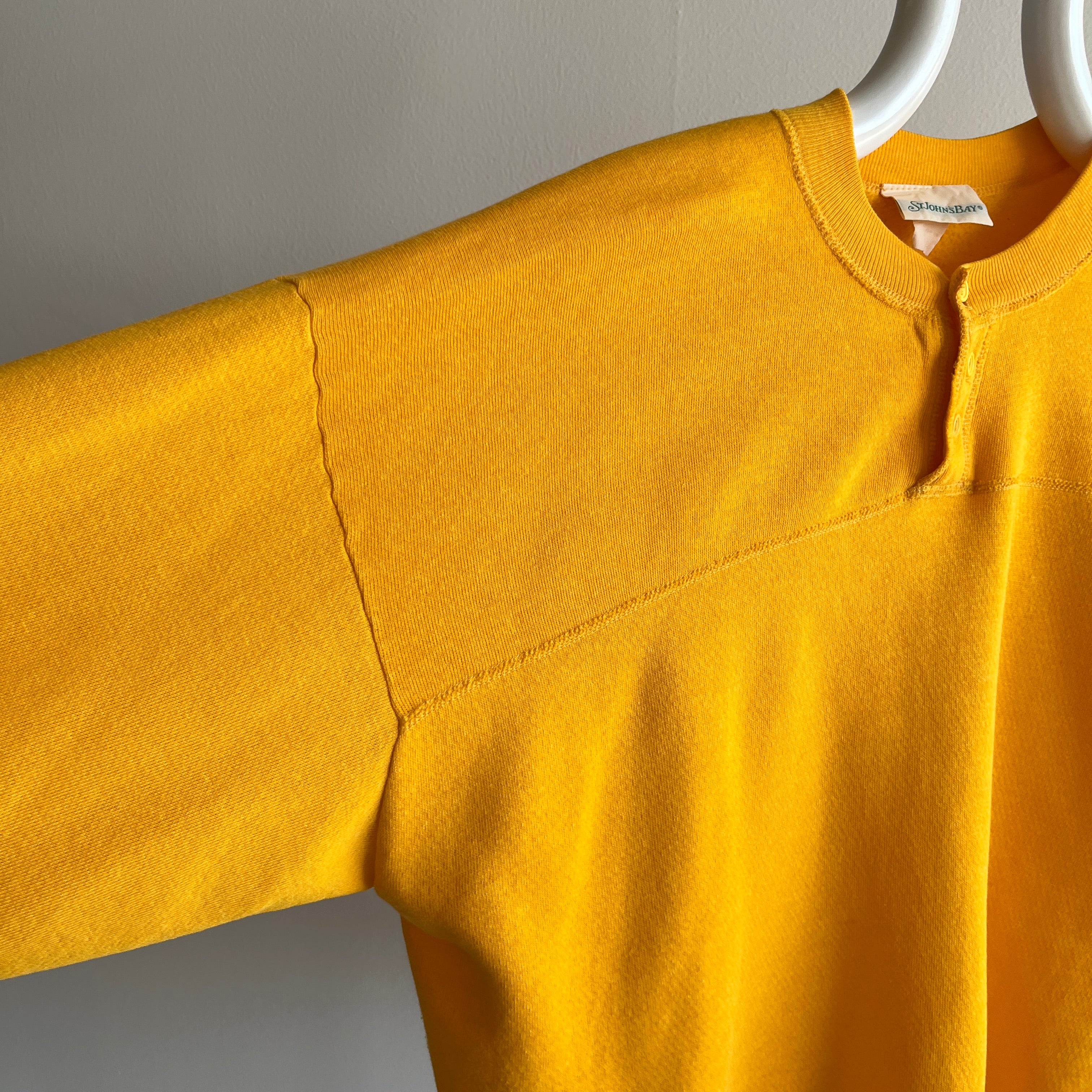 1980s St. John's Bay Henley Sunshine Yellow Sweatshirt