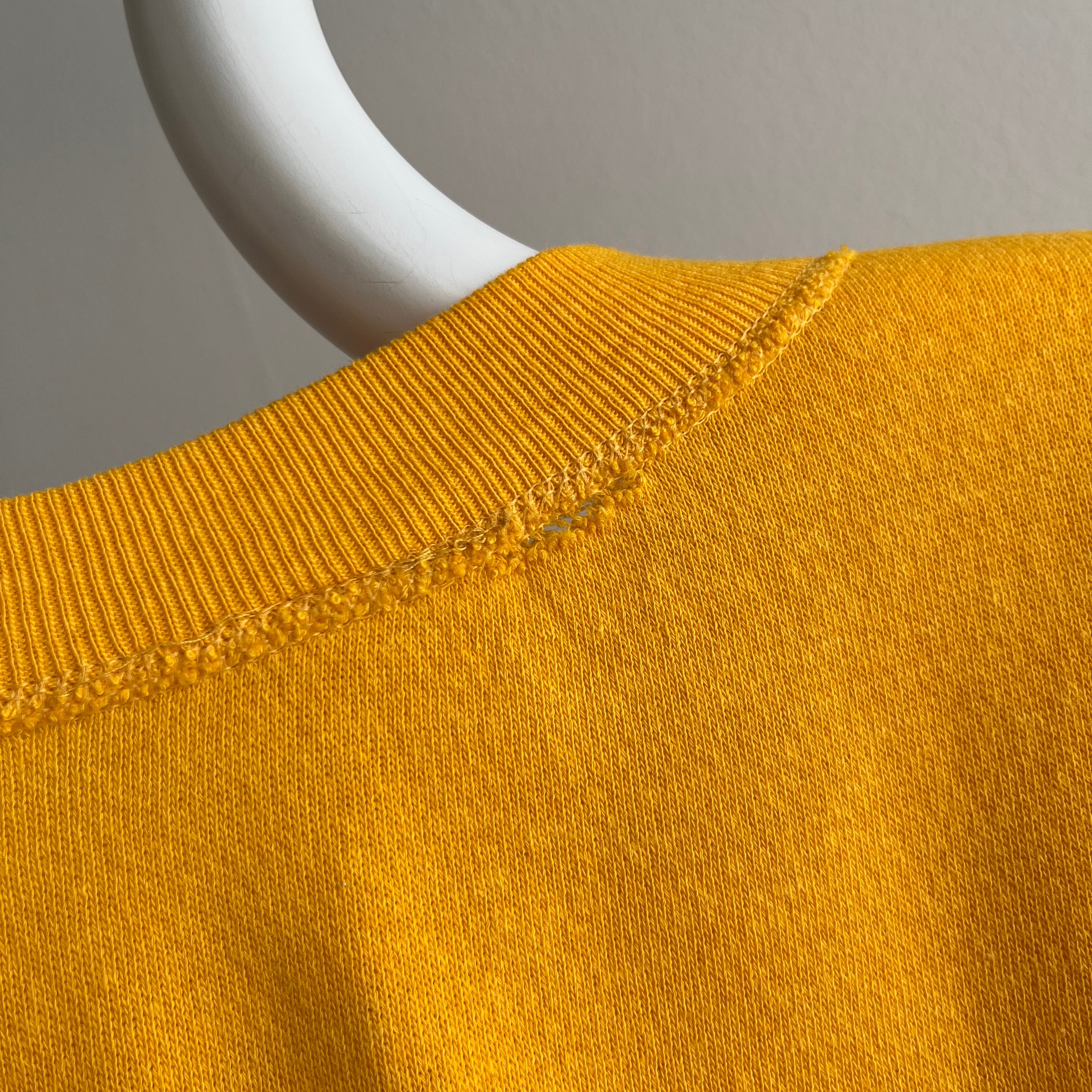 1980s St. John's Bay Henley Sunshine Yellow Sweatshirt