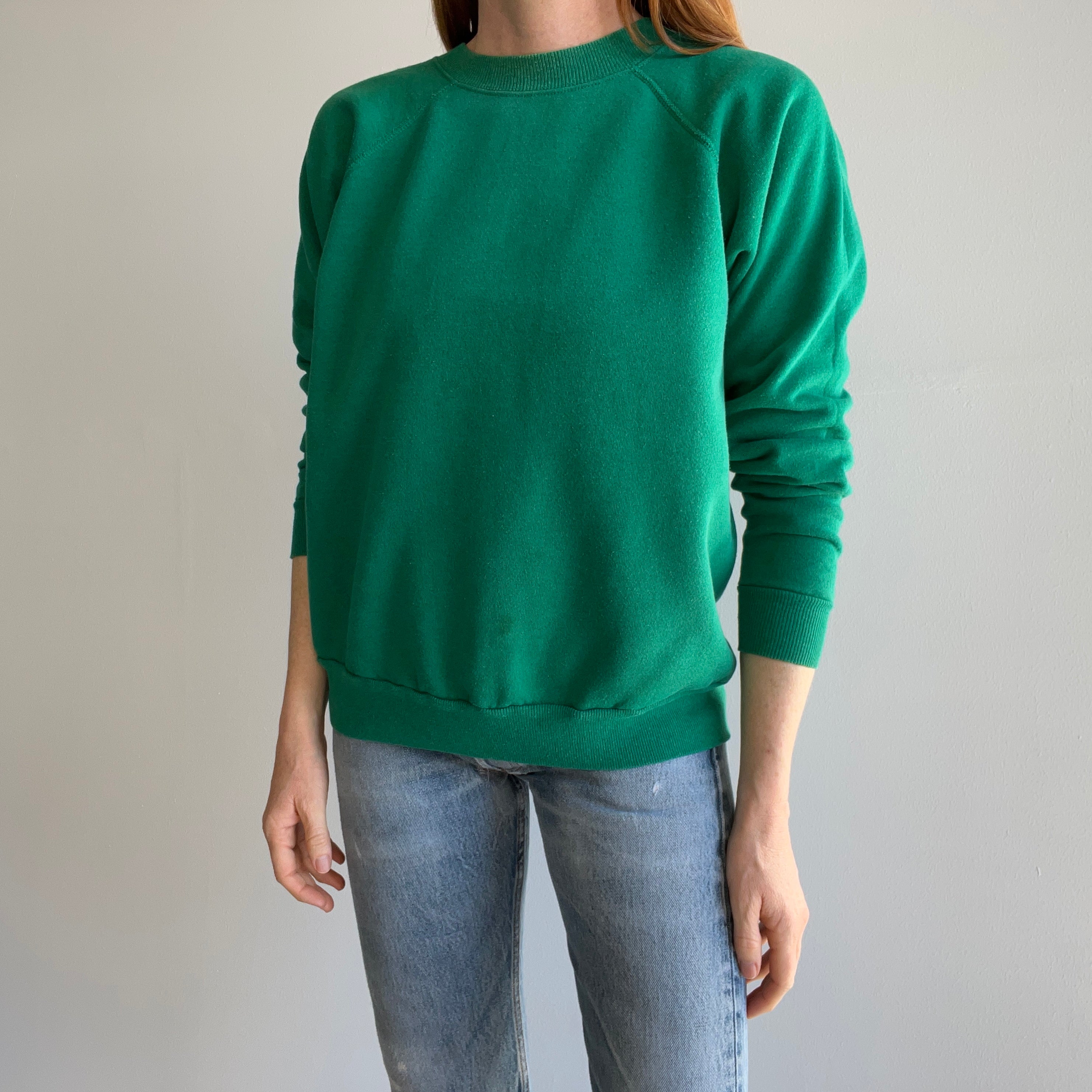 1990s Irish Spring Green Blank Raglan Sweatshirt