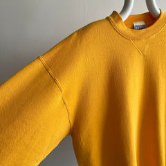 1990s Heavyweight Discus Mustard Yellow Sweatshirt with a Single V