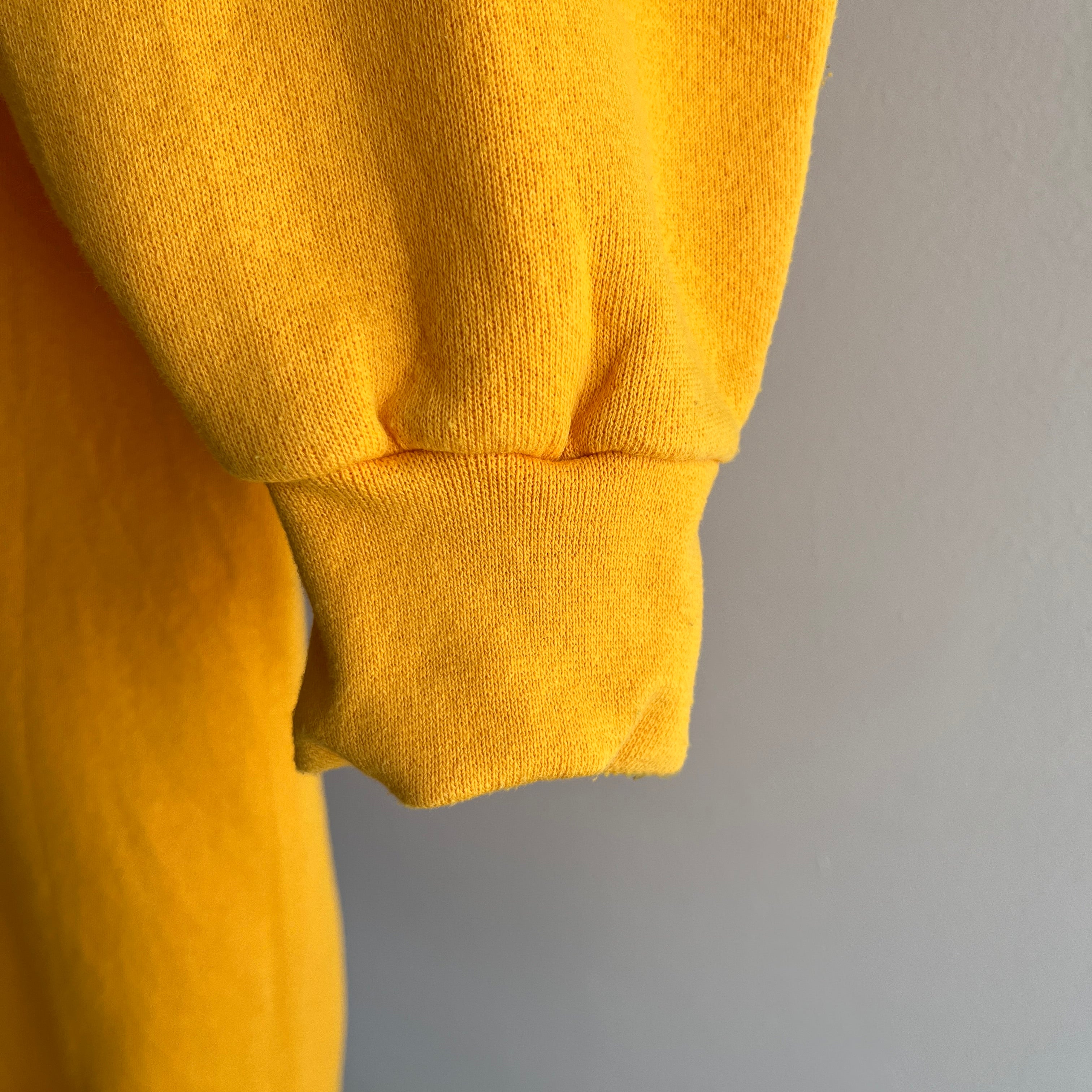 1990s Heavyweight Discus Mustard Yellow Sweatshirt with a Single V