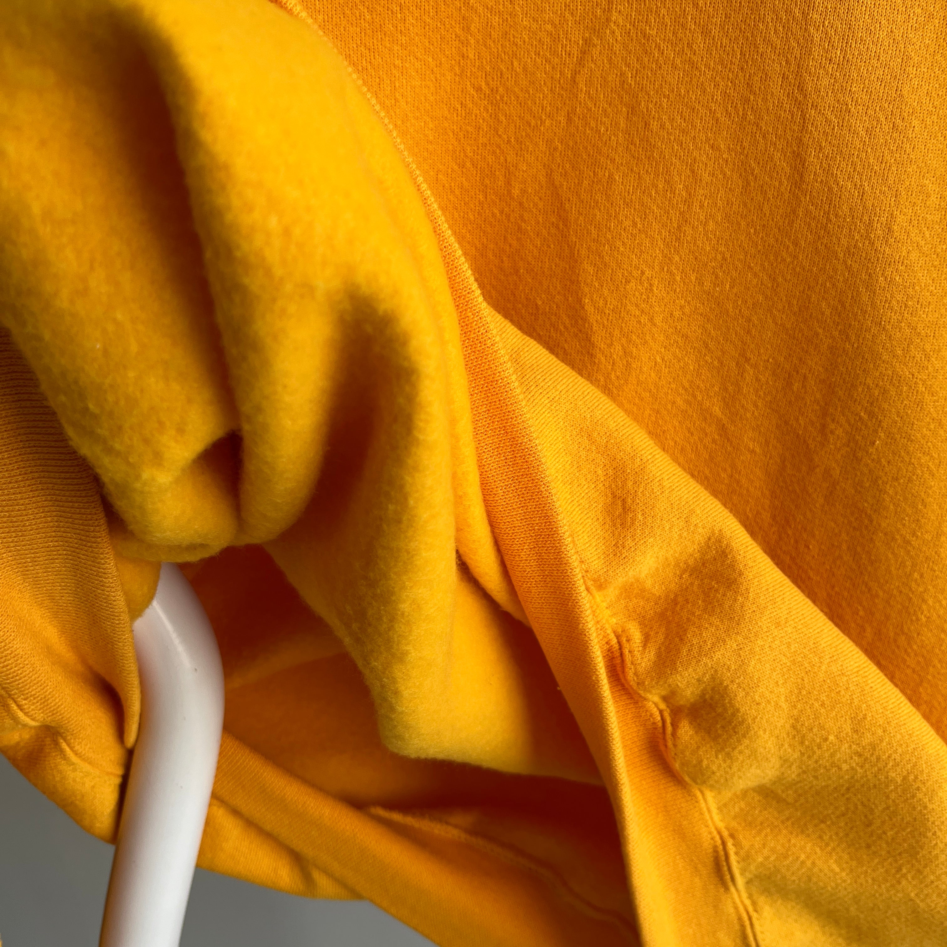 1990s Heavyweight Discus Mustard Yellow Sweatshirt with a Single V