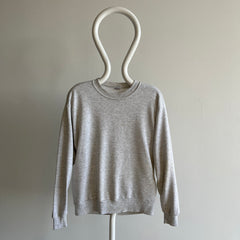 1980s Paper Thin Tattered, Torn, Worn, Stained Blank Gray Sweatshirt