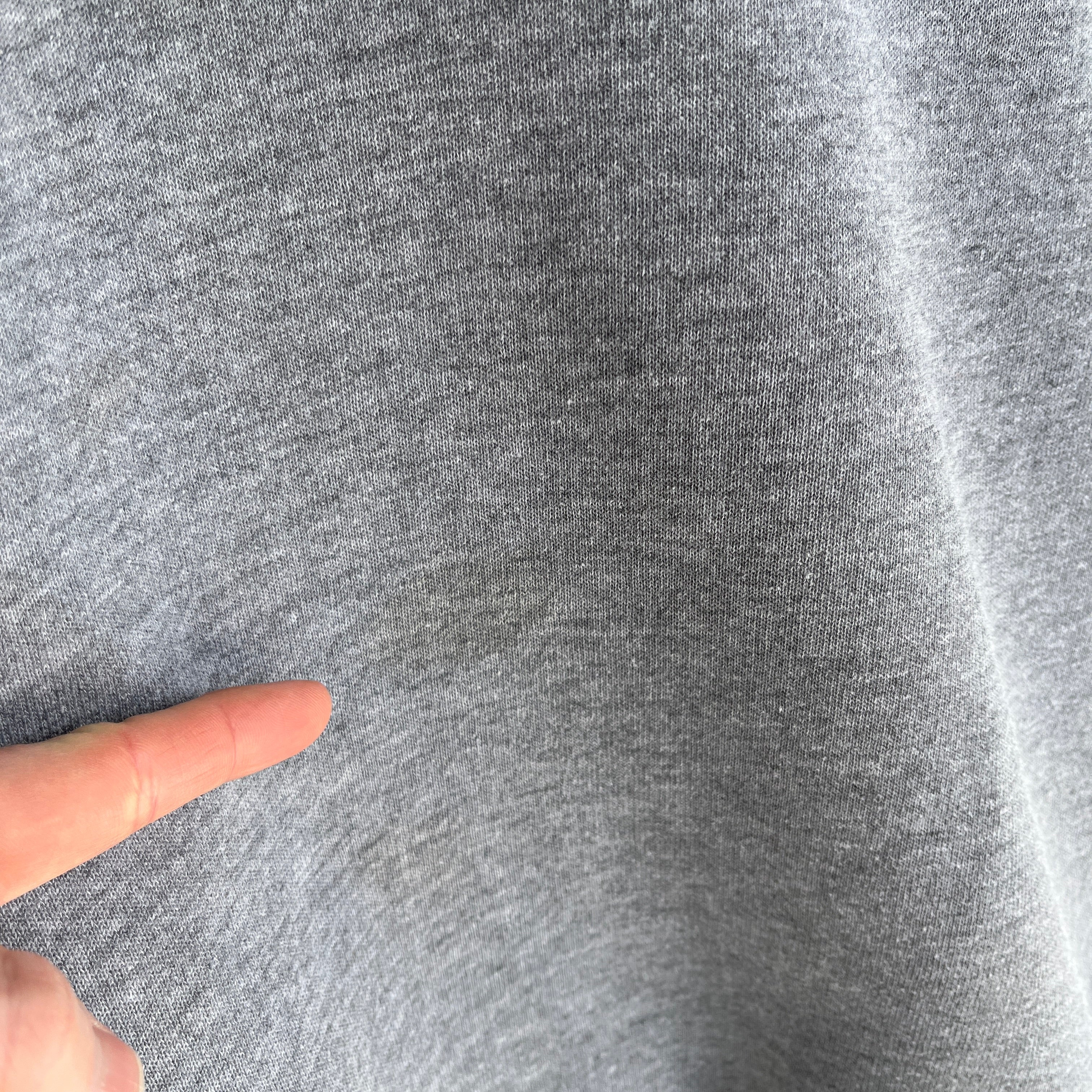 1990s/2000s Single V Russell Brand Relaxed Fit Deep Gray Sweatshirt