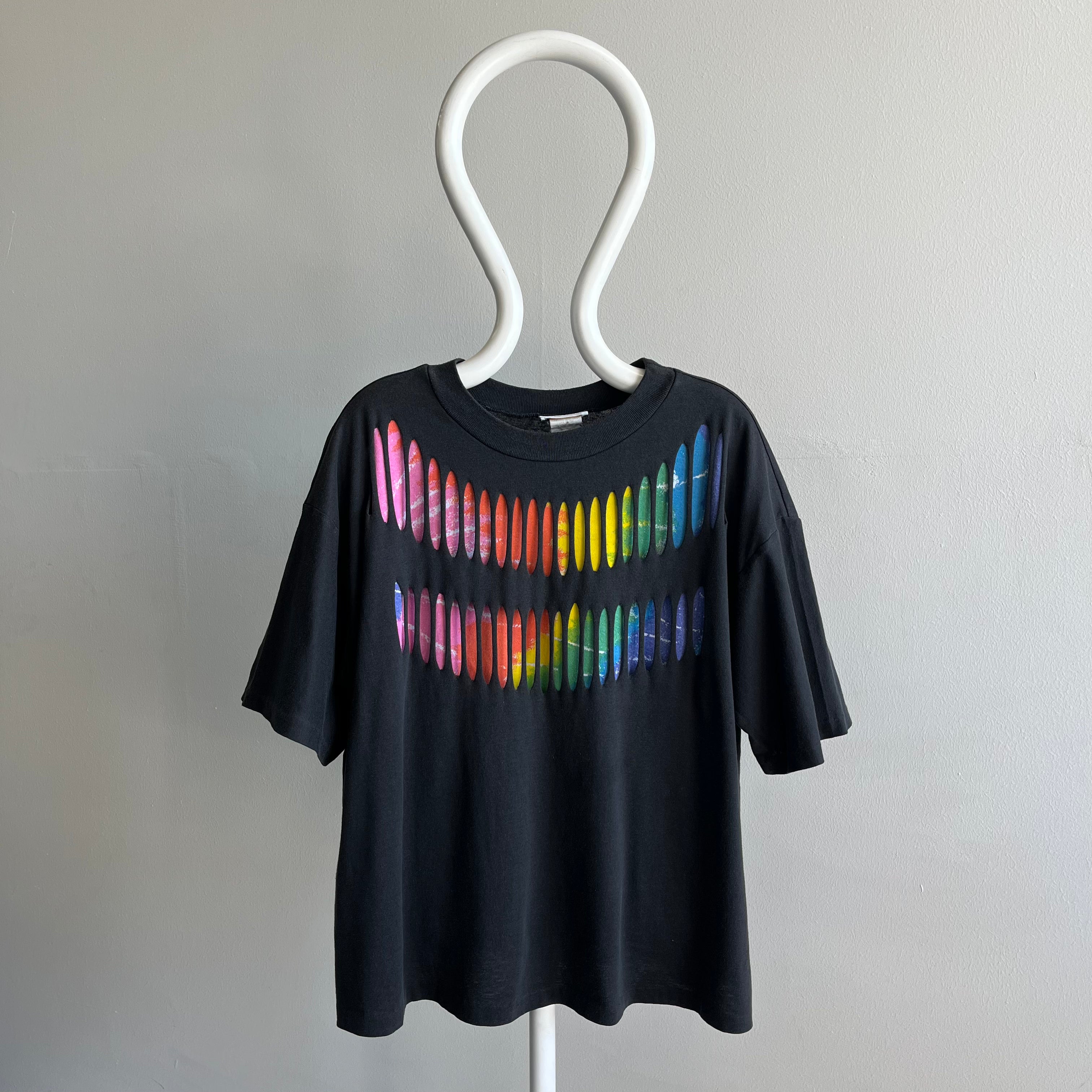 1980s Boxy Slashed Colorful T-Shirt