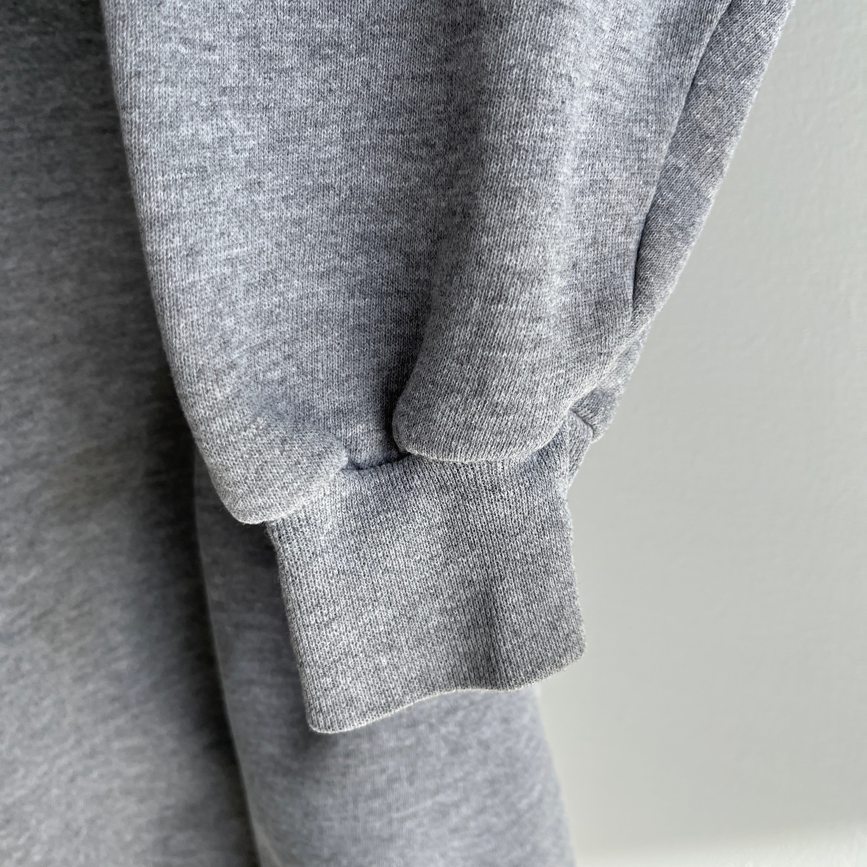 1990s/2000s Single V Russell Brand Relaxed Fit Deep Gray Sweatshirt