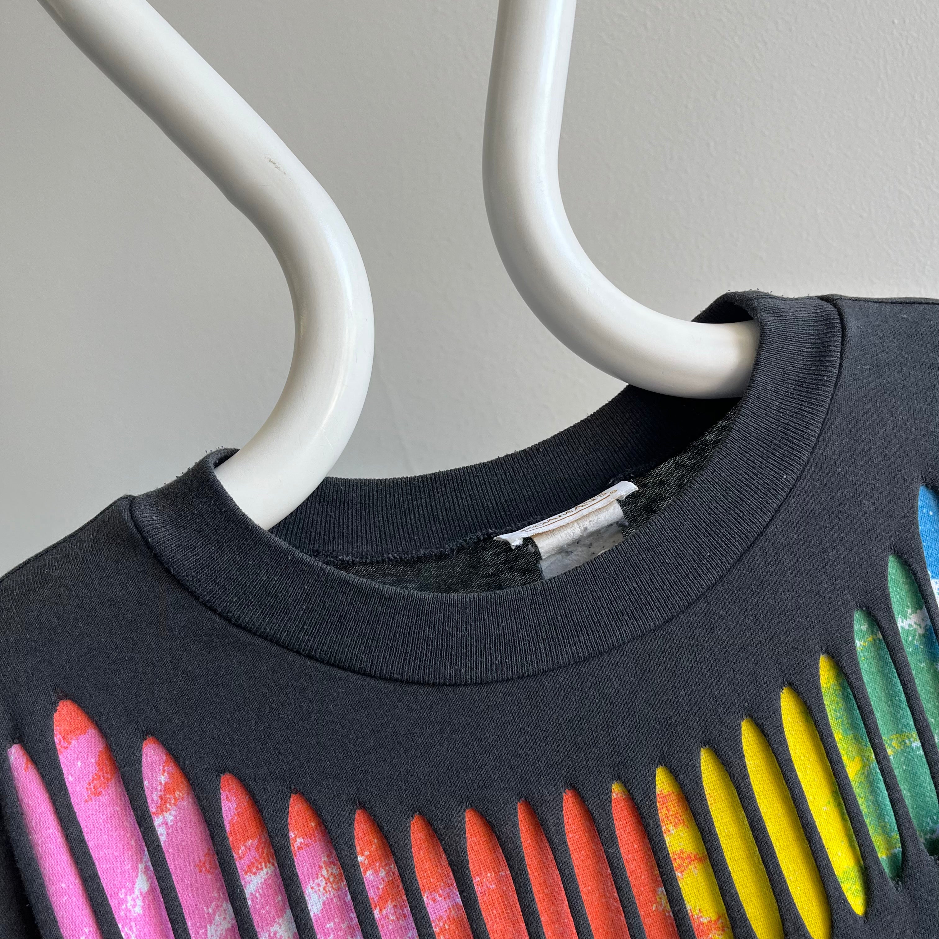 1980s Boxy Slashed Colorful T-Shirt