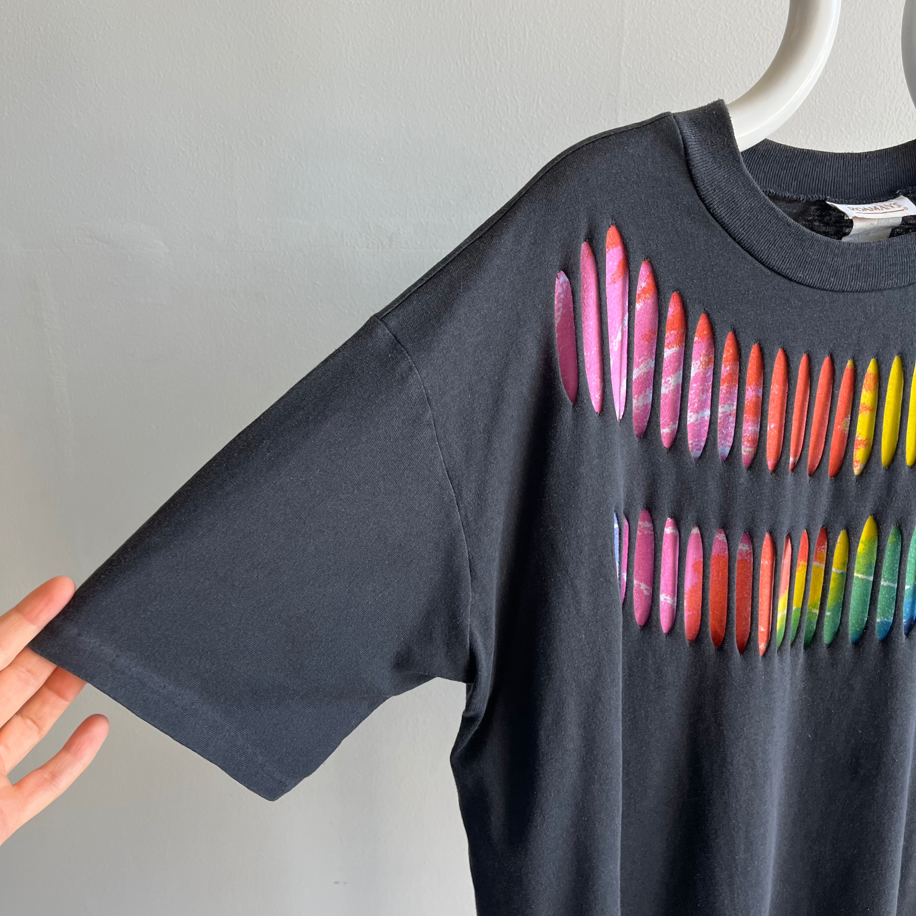 1980s Boxy Slashed Colorful T-Shirt