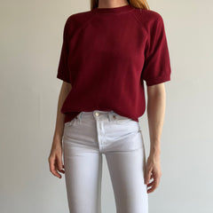 1970s Acrylic - Super Soft - Burgundy Short Sleeve Warm Up Sweatshirt