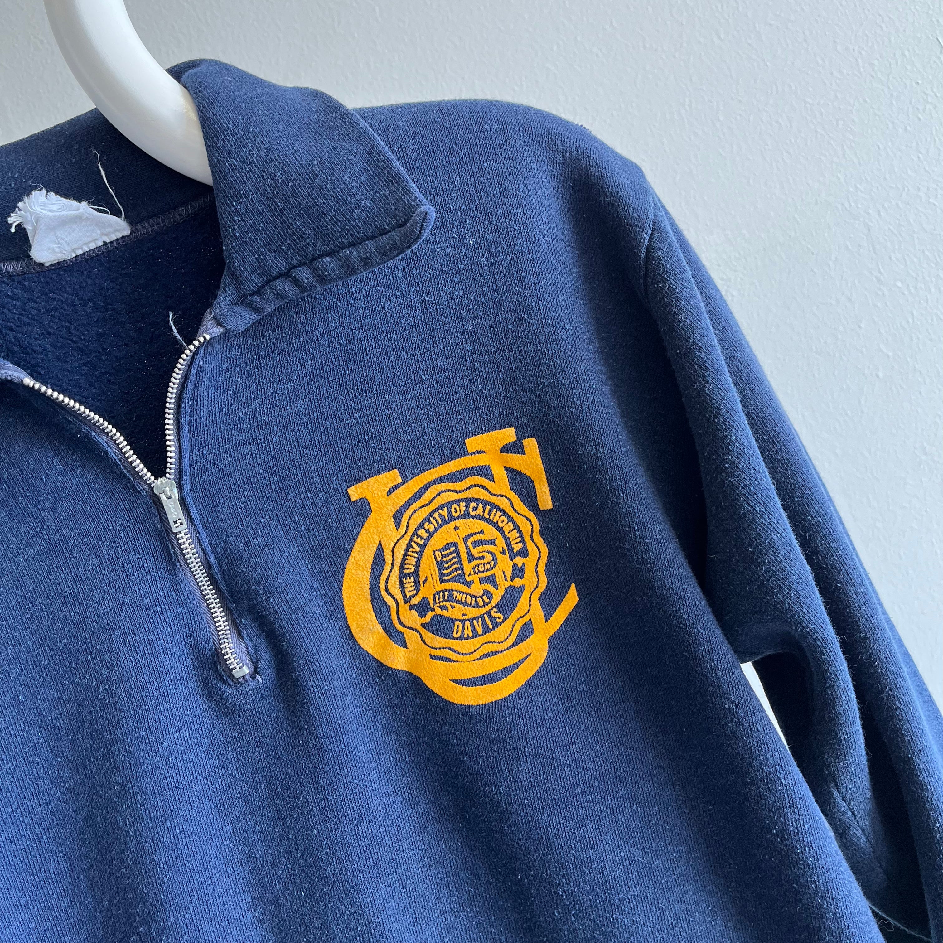 1970s UC Davis 1/4 Zip by Collegiate Pacific Sweatshirt
