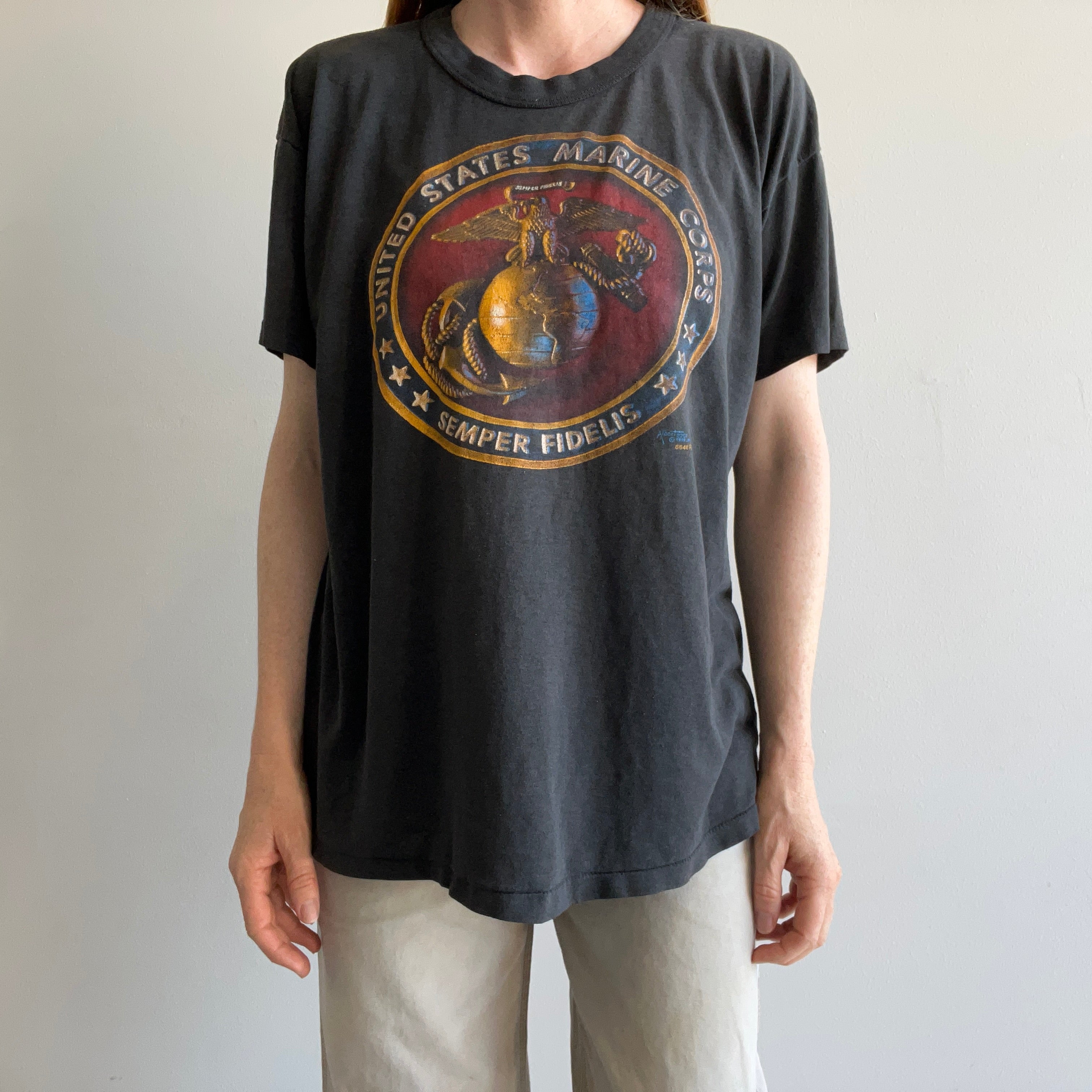 1988 US Marines Super Slouchy Rolled Neck T-Shirt