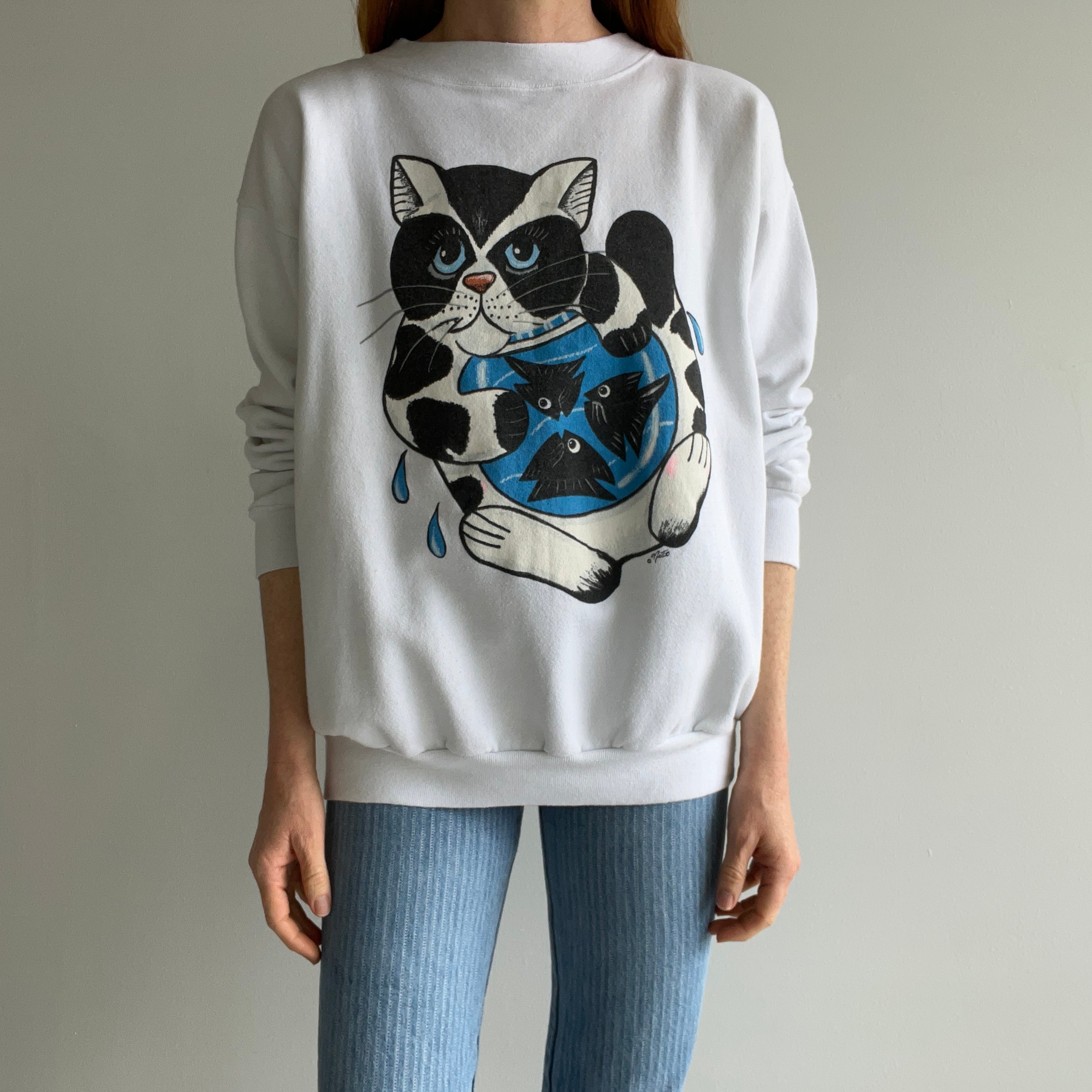 1980s Naughty Cat and A Fish Bowl Sweatshirt