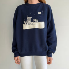 1989 Bunny Rabbit Staring at a Bunny Rabbit Moon Sweatshirt - Awwwwwwww