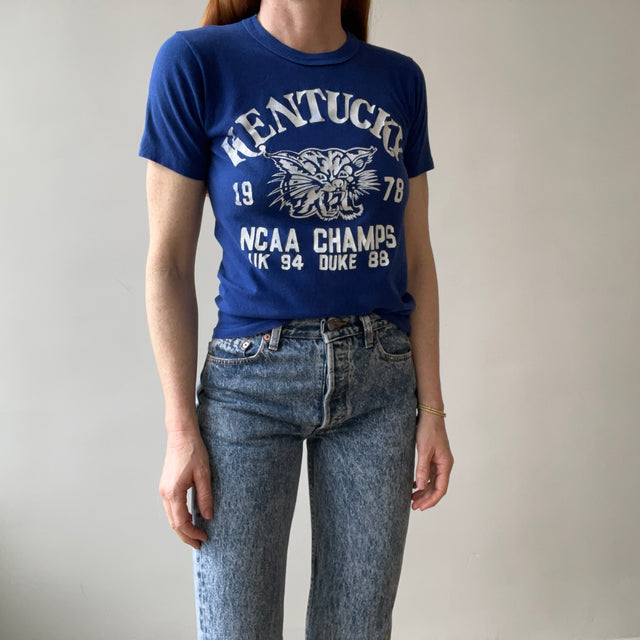 1978 Blue Kentucky NCAA Champs T Shirt - A Good One